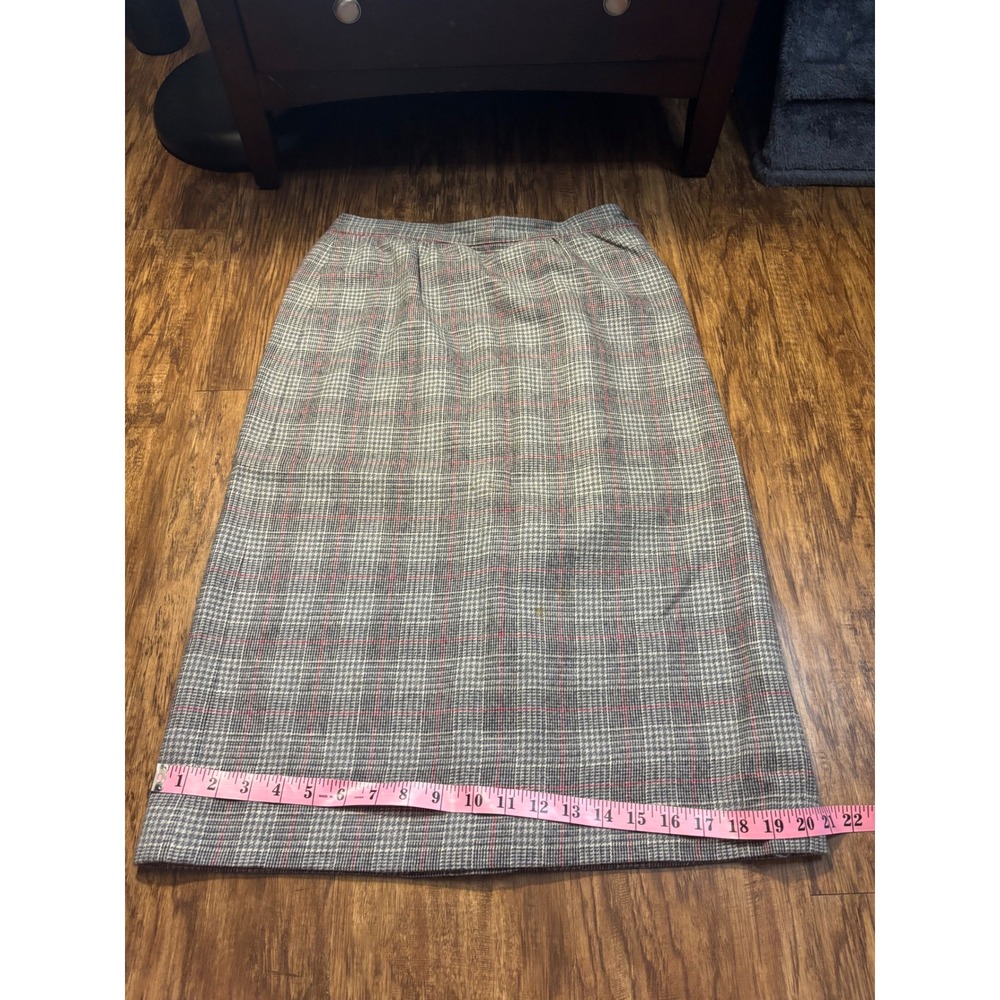 Vintage Pendleton Pet Grey Plaid Wool Midi Skirt Size 26" 80s Academia Heritage - Picture 10 of 11